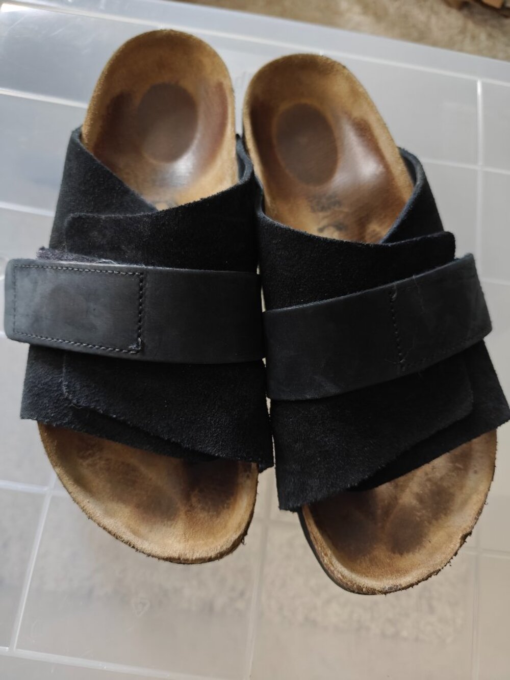 Birkenstock Kyoto Sandals Black Suede Nubuck EU 38 Adjustable